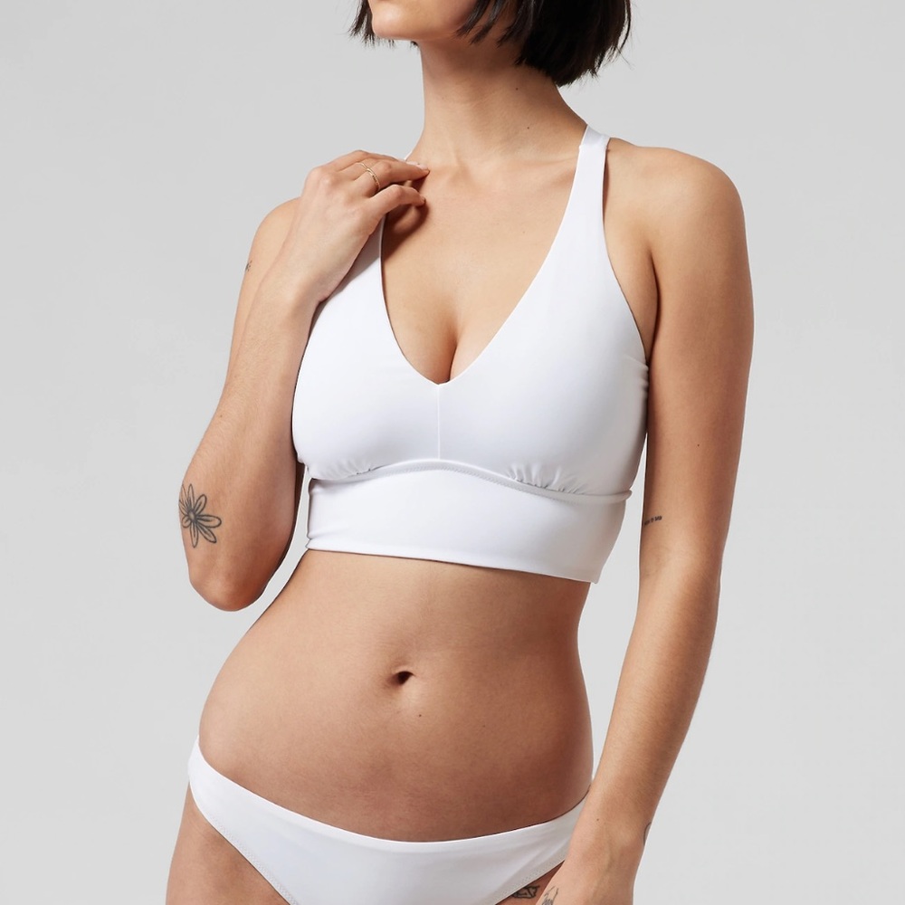 Athlete Plunge Bikini Top in White